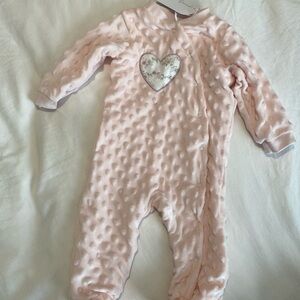 Cozy Pink Heart Kids Footie